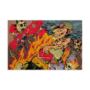 Add Fuel to the Fire Illustration on a Postcard by Eli Ford