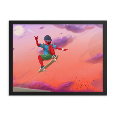 Framed Poster of Skateboarding Chase by Christopher Mc Nicholl