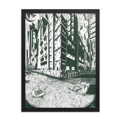 Framed Poster of The Dark City Streets by Christopher Mc Nicholl - CUSTOMIIZED