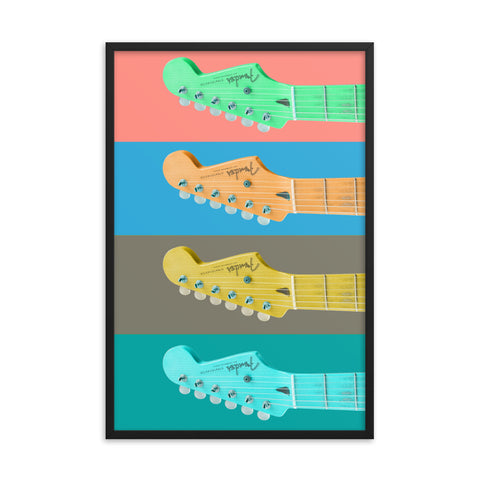 Framed poster of Colored Guitars - CUSTOMIIZED